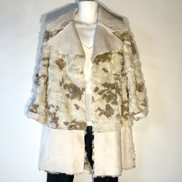 Adrienne Landau SZ M Reversible Fur & Suede Kimono Style Coat Chic Luxury Unique - Picture 3 of 15